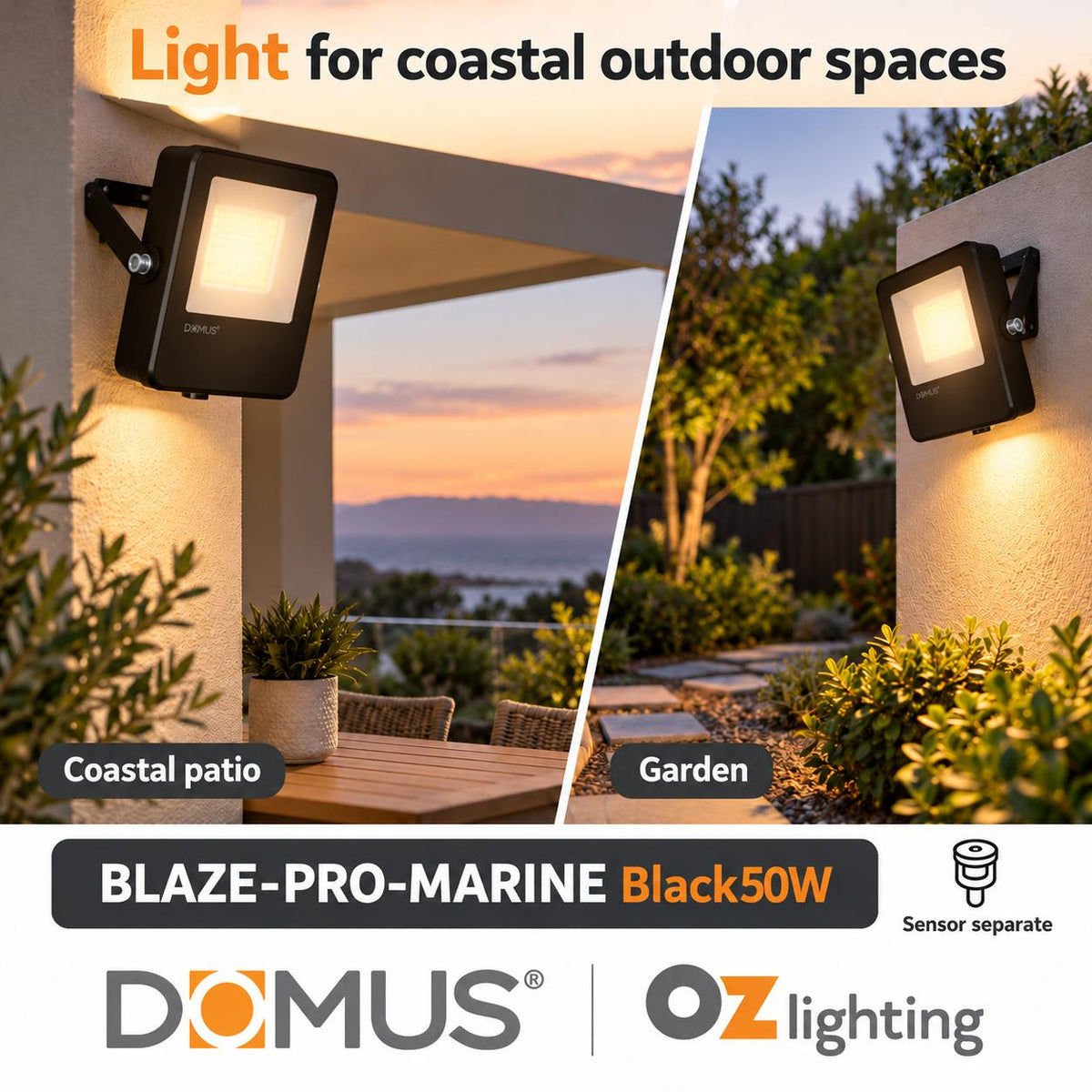 Domus BLAZE PRO MARINE LED Floodlight - 50W/100W/200W, 240V, Tri-Colour-Domus Lighting-Ozlighting.com.au