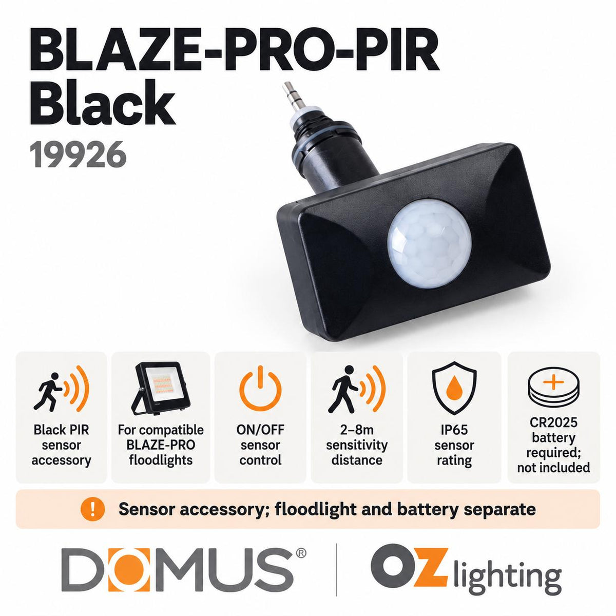 Domus BLAZE-PRO-PIR PIR Plug - & Play Sensor to suit Domus BLAZE-PRO Series-Domus Lighting-Ozlighting.com.au