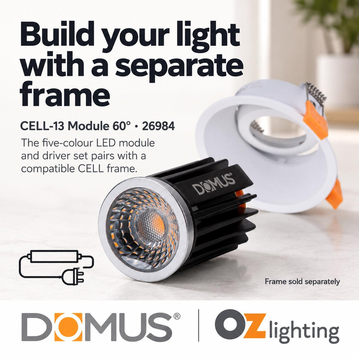 Domus CELL-13-5CCT LED Downlight Module - 13W, 5-CCT, Colour Switchable, Dimmable-Domus Lighting-Ozlighting.com.au