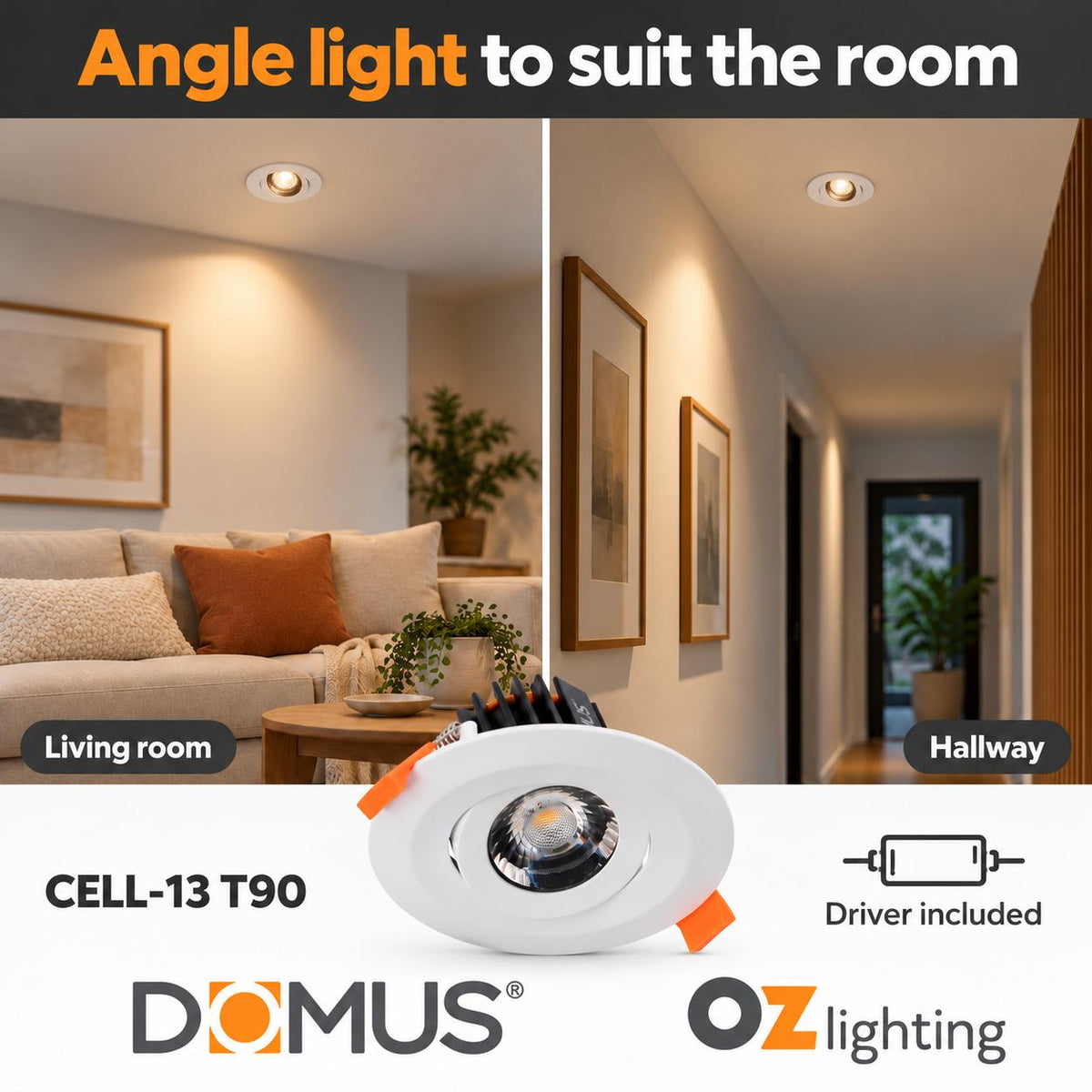 Domus CELL-13-5CCT-T90 LED Downlight - 13W, 5-CCT, Dimmable-Domus Lighting-Ozlighting.com.au