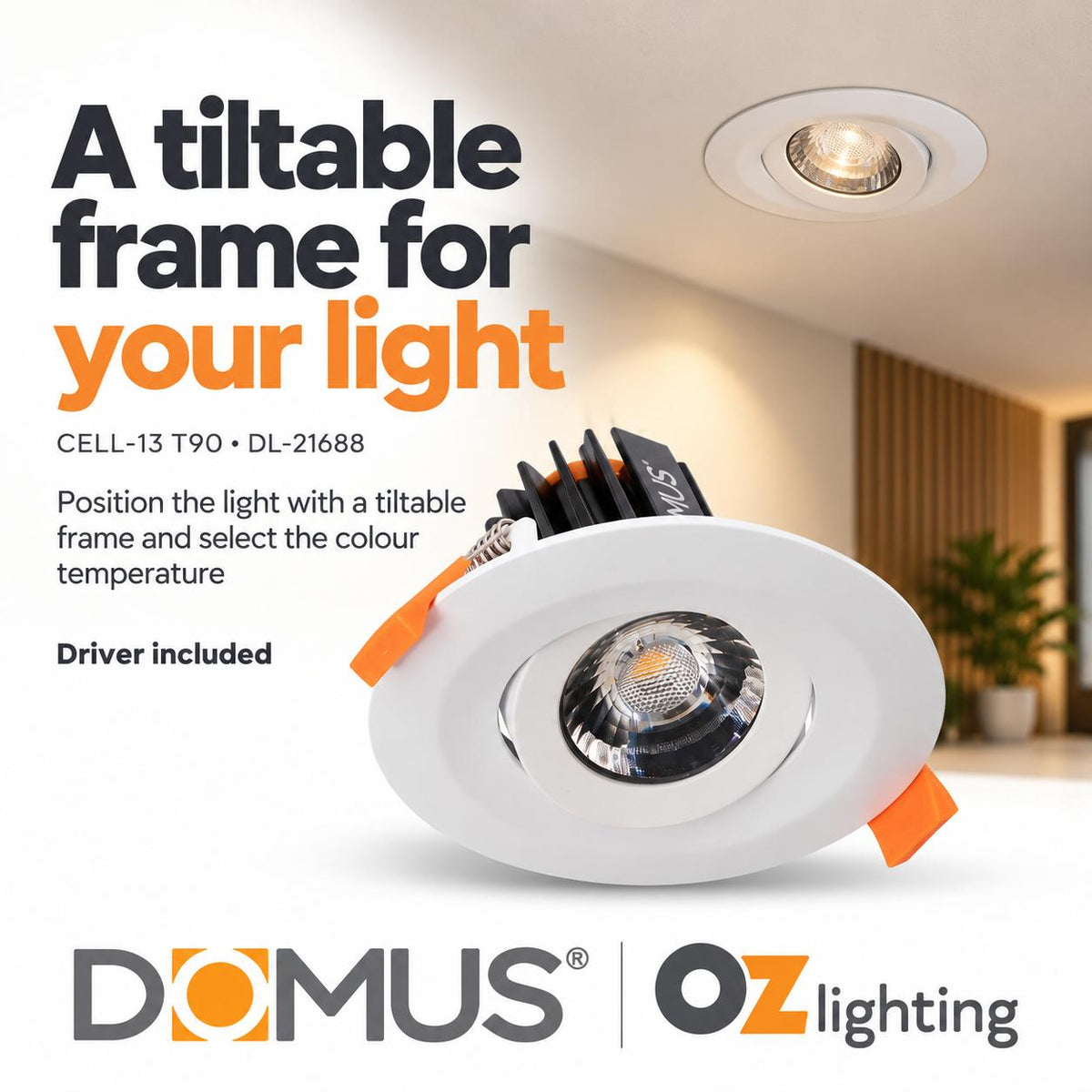 Domus CELL-13-5CCT-T90 LED Downlight - 13W, 5-CCT, Dimmable-Domus Lighting-Ozlighting.com.au