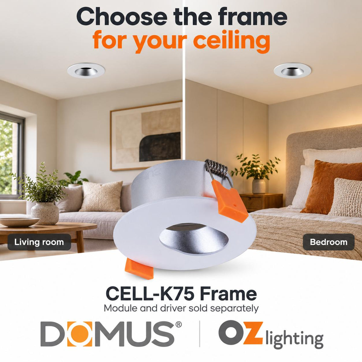 Domus CELL-K75 Mini Keyhole K75 Downlight Frame - to suit CELL Downlight Module Series-Domus Lighting-Ozlighting.com.au