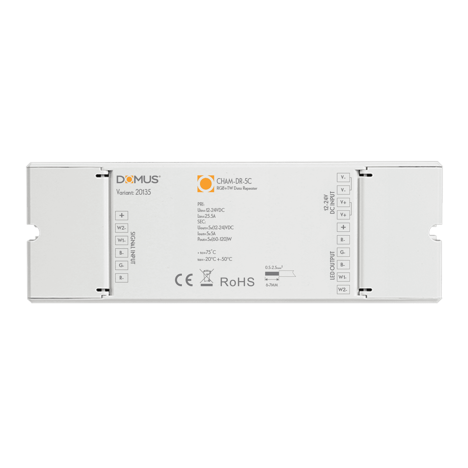 Domus CHAM-DR-5C - 5 Channel RGB+TW Data Signal Repeater-Domus Lighting-Ozlighting.com.au