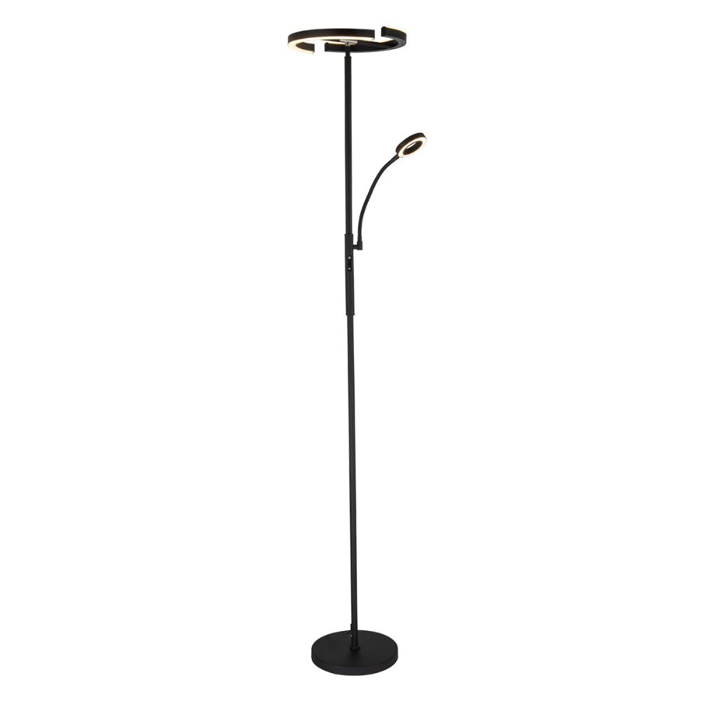 Domus CYCLOPS LED Floor Lamp - 20W+7W, 4-CCT, Push Dimmable, Black-Domus Lighting-Ozlighting.com.au