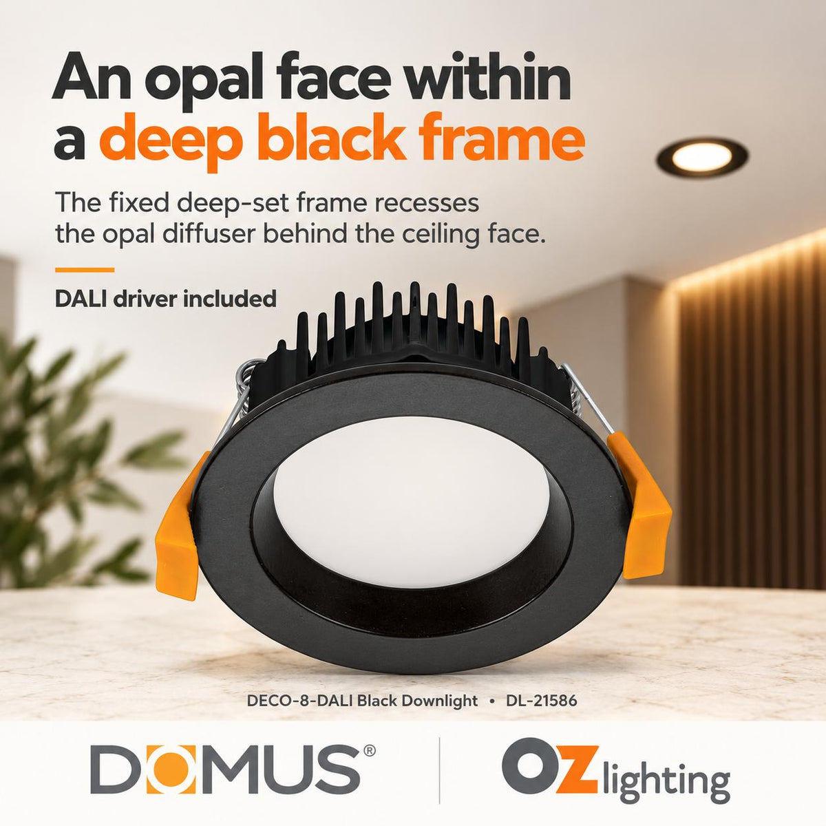 Domus DECO-8-DALI LED Downlight - 8W, Tri-Colour, DALI Dimmable, IP44, Round, Deep Face-Domus Lighting-Ozlighting.com.au