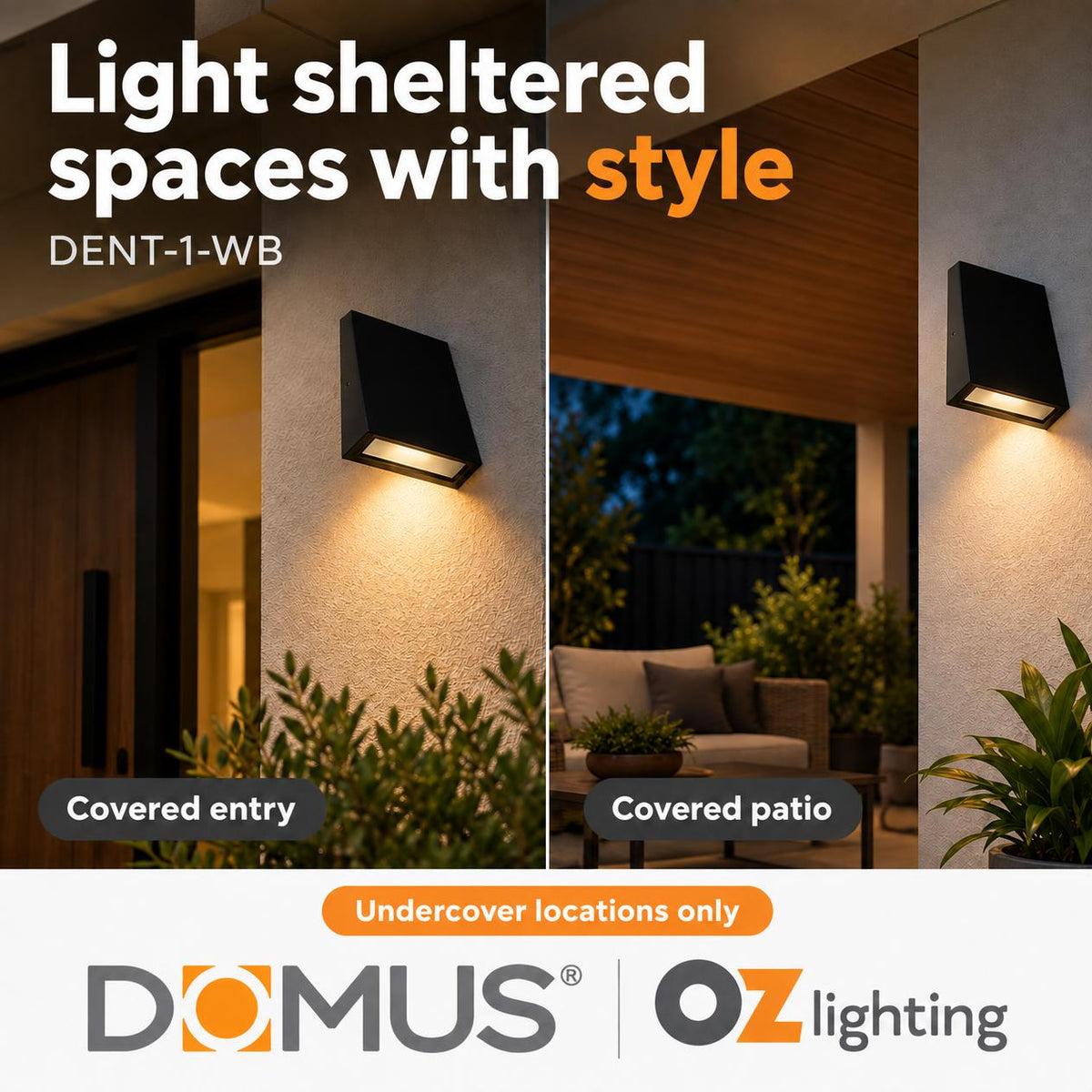 Domus DENT-1-WB LED Wall Light - 6W, Tri-Colour, IP54, Down Facing-Domus Lighting-Ozlighting.com.au