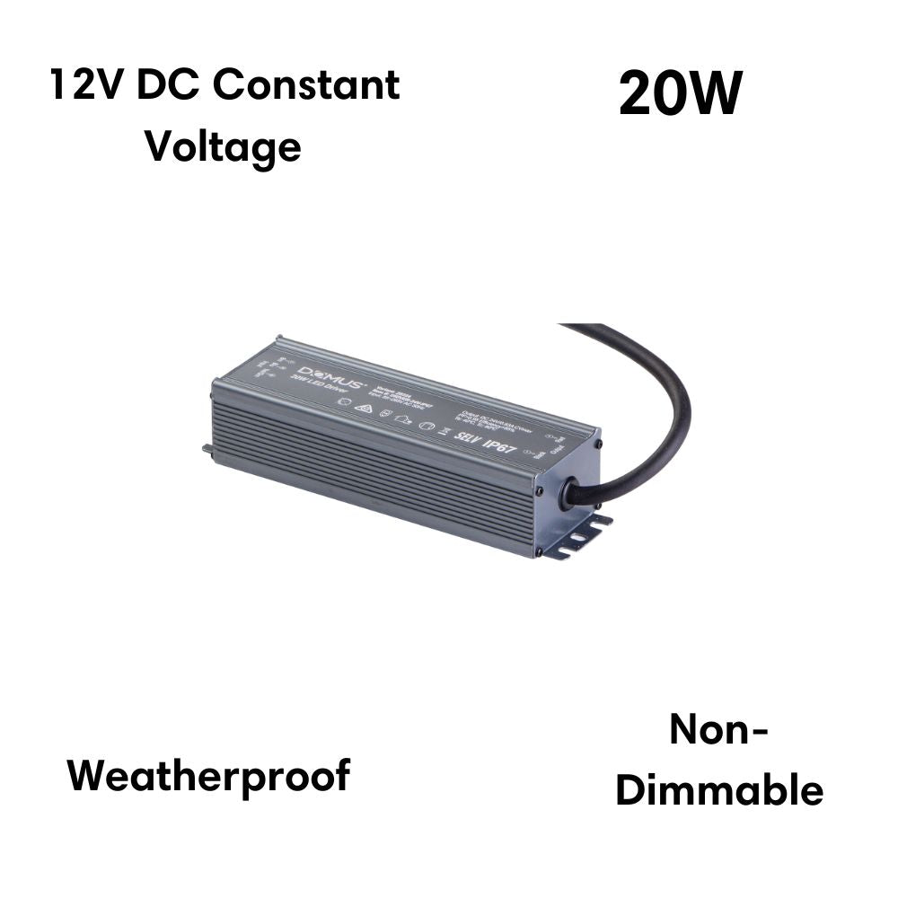 Domus DRIVER-12V-IP67 - 20W/30W/60W/100W/150W/200W/300W/400W/500W 12V DC Constant Voltage Non-Dimmable Outdoor LED Driver-Domus Lighting-Ozlighting.com.au