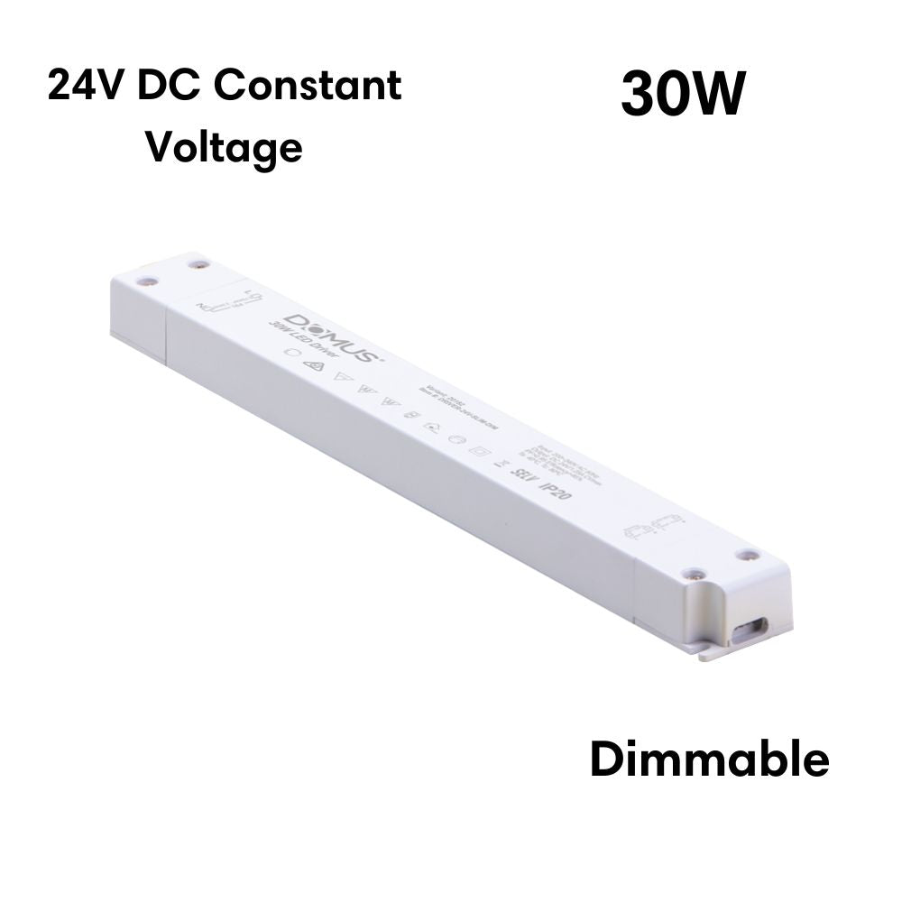Domus DRIVER-24V-SLIM-DIM - 30W/60W/100W 24V DC Constant Voltage 5-In-1 Dimmable Slim Linear Indoor LED Driver-Domus Lighting-Ozlighting.com.au