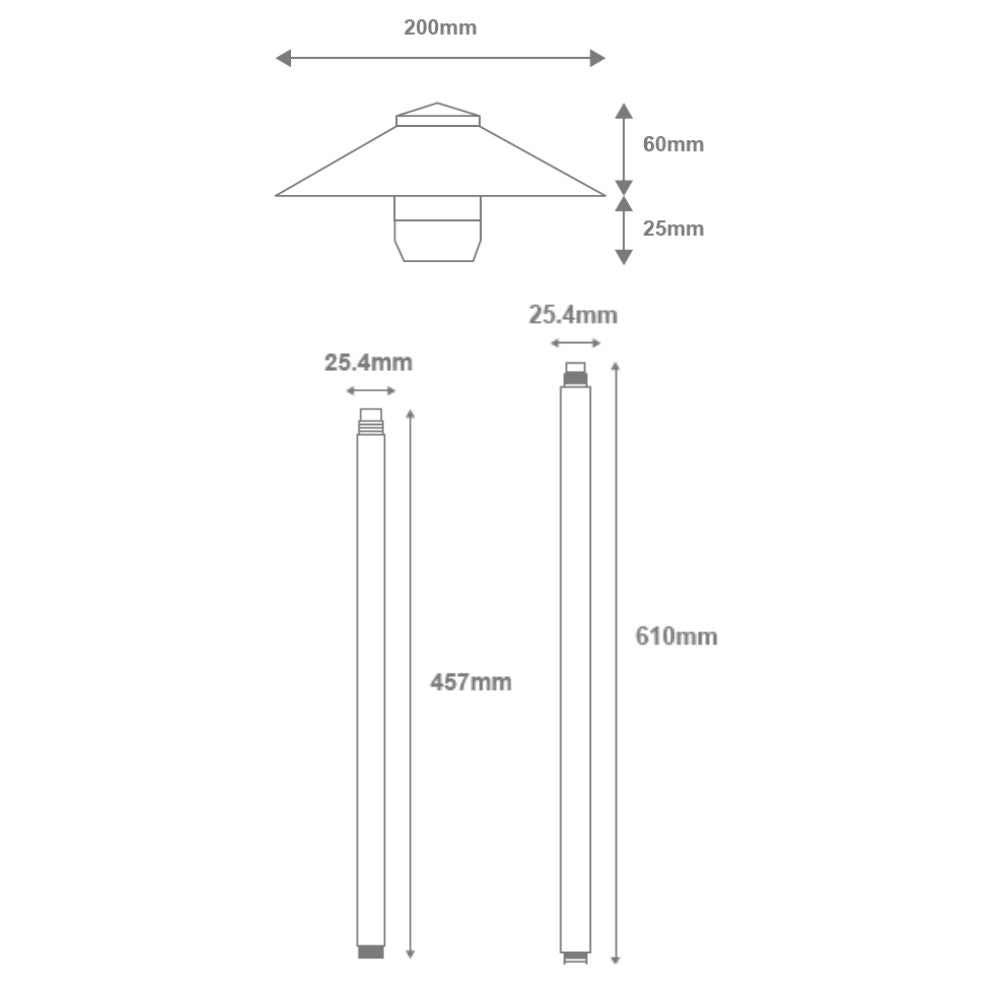 Domus DUSK-PATH-L 4W 12V DC LED Tri-Colour G4 Replaceable Outdoor Large Hooded Spike - Path Light IP65 Solid - DRIVER REQUIRED-Domus Lighting-Ozlighting.com.au