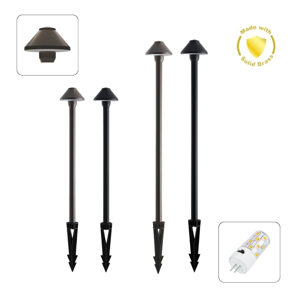 Domus DUSK-PATH-S 4W 12V DC LED Tri-Colour G4 Replaceable Outdoor Small Hooded Spike - Path Light IP65 Solid - DRIVER REQUIRED-Domus Lighting-Ozlighting.com.au