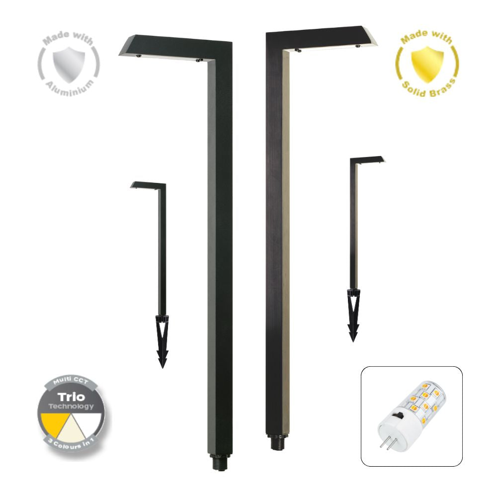 Domus DUSK-STICK 4W 12V DC LED Tri-Colour G4 Replaceable Outdoor Stick Post - Spike Path Light IP54 - DRIVER REQUIRED-Domus Lighting-Ozlighting.com.au