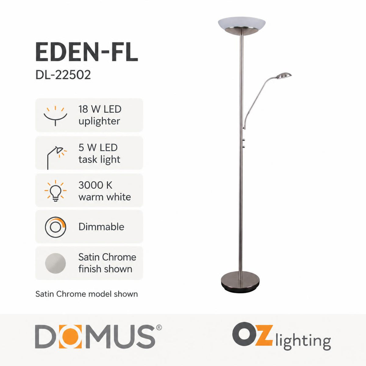 Domus EDEN LED Floor Lamp - 3000K, Dimmable-Domus Lighting-Ozlighting.com.au