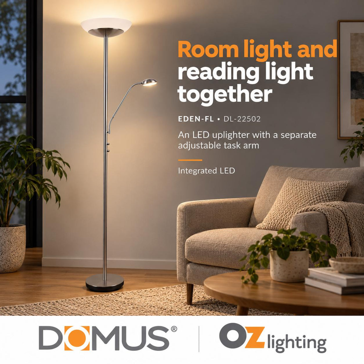 Domus EDEN LED Floor Lamp - 3000K, Dimmable-Domus Lighting-Ozlighting.com.au