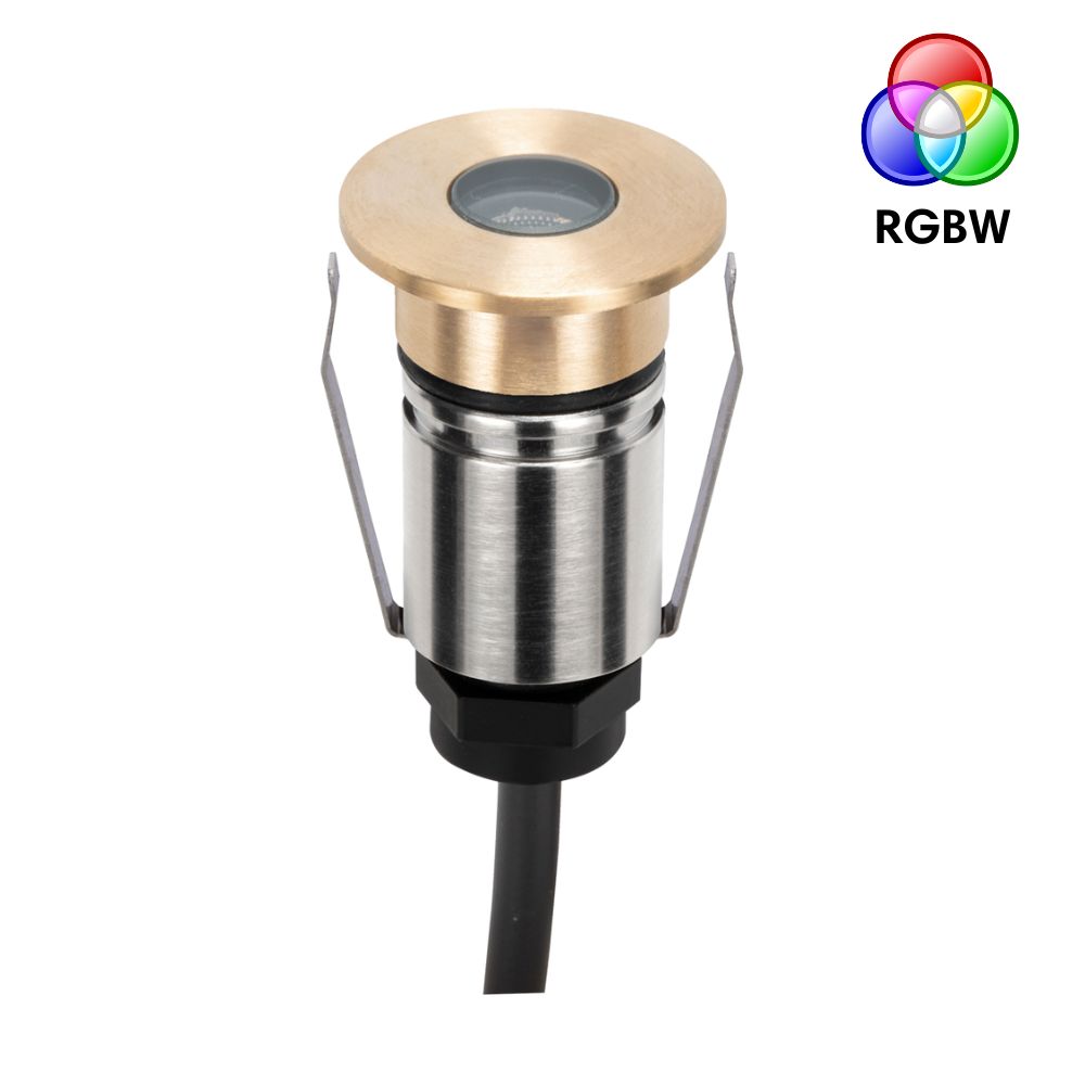 Domus EMIT-25-RGBW-BRS LED Inground Light - 1W, 24V DC, RGBW, IP67, Recessed, 25mm, Brass - DRIVER REQUIRED-Domus Lighting-Ozlighting.com.au