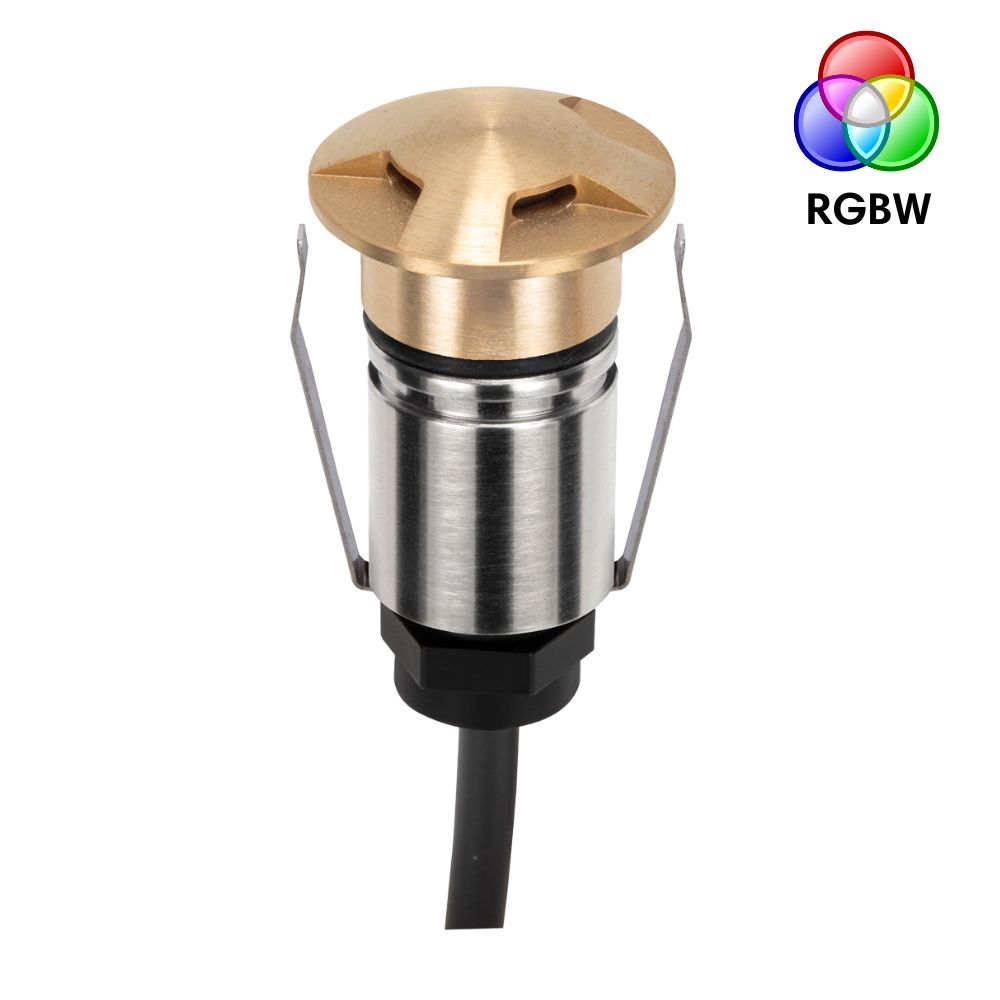 Domus EMIT-25-RGBW-BRS LED Inground Light - 1W, 24V DC, RGBW, IP67, Recessed, 25mm, Brass - DRIVER REQUIRED-Domus Lighting-Ozlighting.com.au
