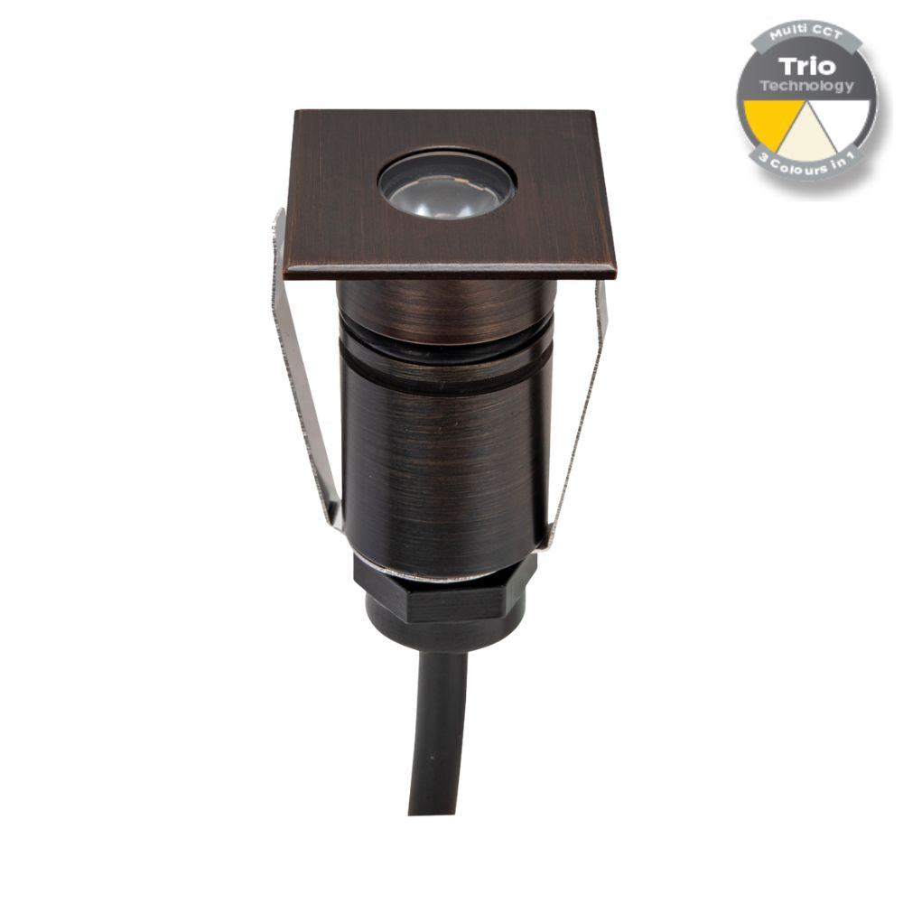 Domus EMIT-25-TRIO-AB LED Inground Light - 1W, 12/24V DC, Tri-Colour, IP67, Recessed, 25mm, Antique Brass - DRIVER REQUIRED-Domus Lighting-Ozlighting.com.au
