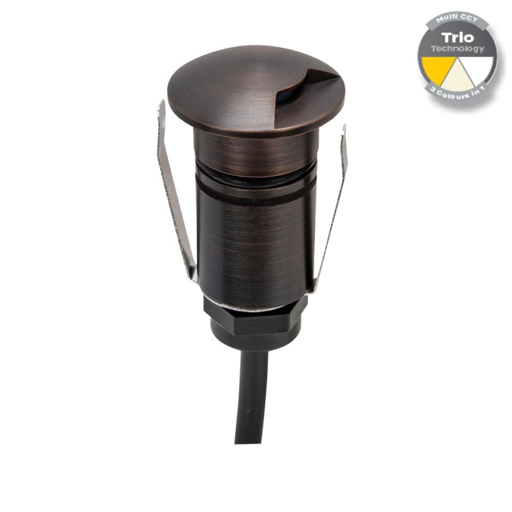 Domus EMIT-25-TRIO-AB LED Inground Light - 1W, 12/24V DC, Tri-Colour, IP67, Recessed, 25mm, Antique Brass - DRIVER REQUIRED-Domus Lighting-Ozlighting.com.au