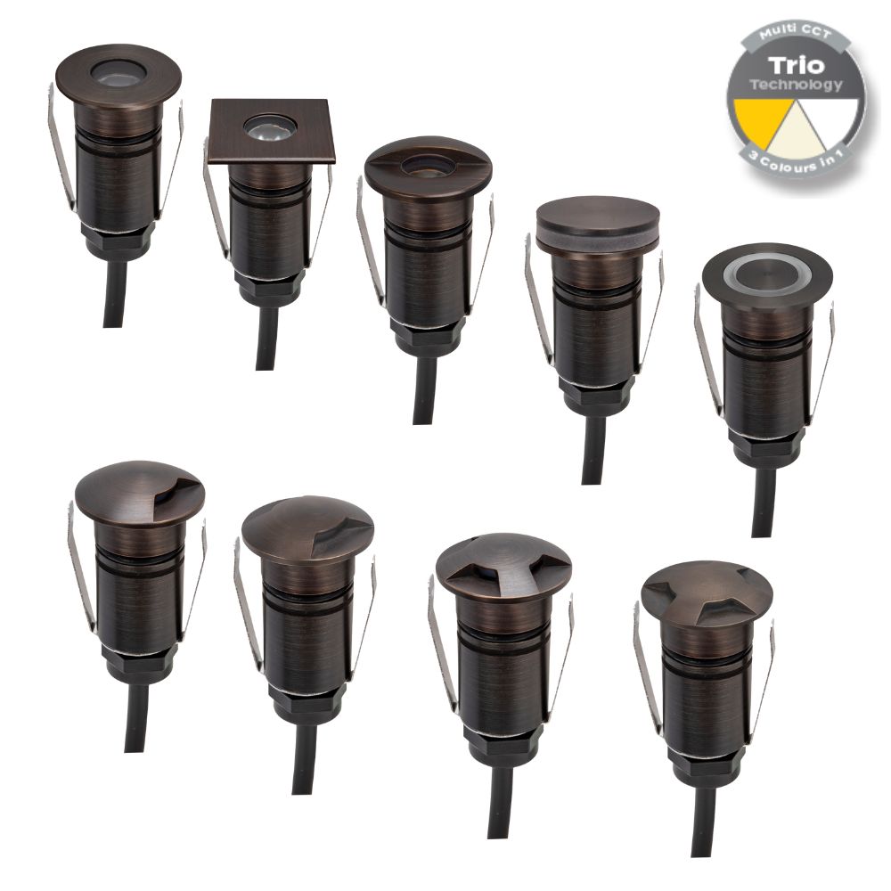 Domus EMIT-25-TRIO-AB LED Inground Light - 1W, 12/24V DC, Tri-Colour, IP67, Recessed, 25mm, Antique Brass - DRIVER REQUIRED-Domus Lighting-Ozlighting.com.au