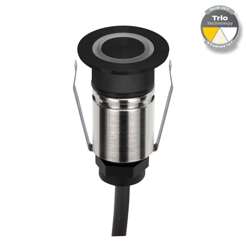 Domus EMIT-25-TRIO-BLK LED Inground Light - 1W, 12/24V DC, Tri-Colour, IP67, Recessed, 25mm, Black - DRIVER REQUIRED-Domus Lighting-Ozlighting.com.au