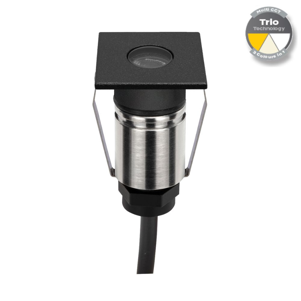 Domus EMIT-25-TRIO-BLK LED Inground Light - 1W, 12/24V DC, Tri-Colour, IP67, Recessed, 25mm, Black - DRIVER REQUIRED-Domus Lighting-Ozlighting.com.au