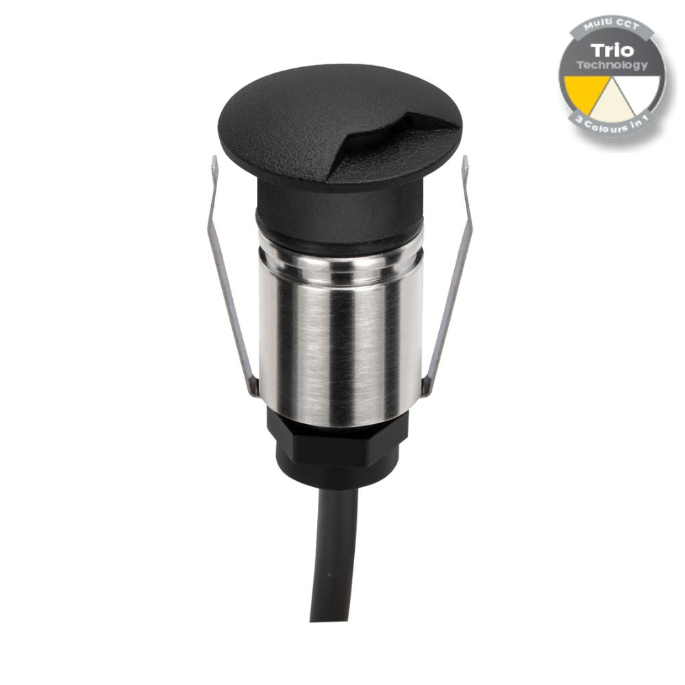 Domus EMIT-25-TRIO-BLK LED Inground Light - 1W, 12/24V DC, Tri-Colour, IP67, Recessed, 25mm, Black - DRIVER REQUIRED-Domus Lighting-Ozlighting.com.au