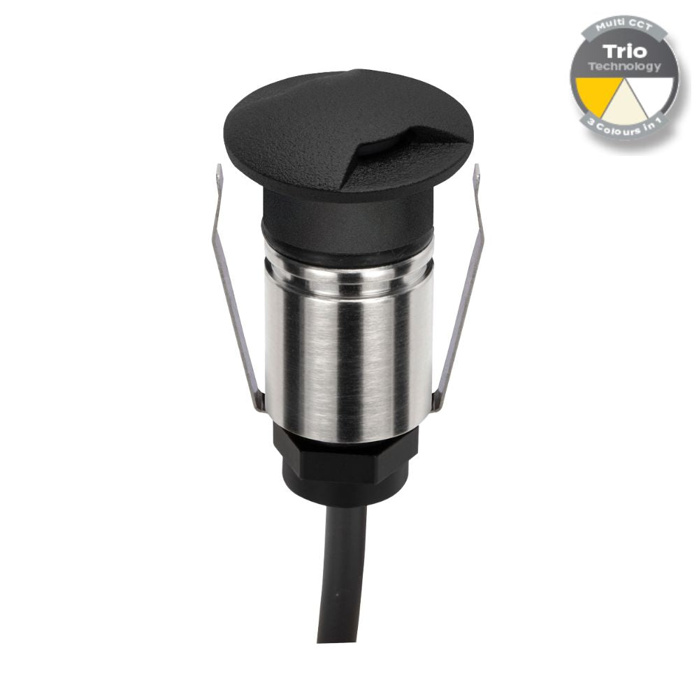 Domus EMIT-25-TRIO-BLK LED Inground Light - 1W, 12/24V DC, Tri-Colour, IP67, Recessed, 25mm, Black - DRIVER REQUIRED-Domus Lighting-Ozlighting.com.au