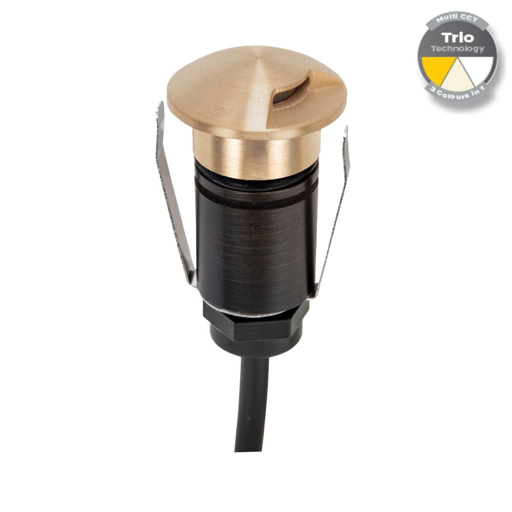 Domus EMIT-25-TRIO-BRS LED Inground Light - 1W, 12/24V DC, Tri-Colour, IP67, Recessed, 25mm, Brass - DRIVER REQUIRED-Domus Lighting-Ozlighting.com.au