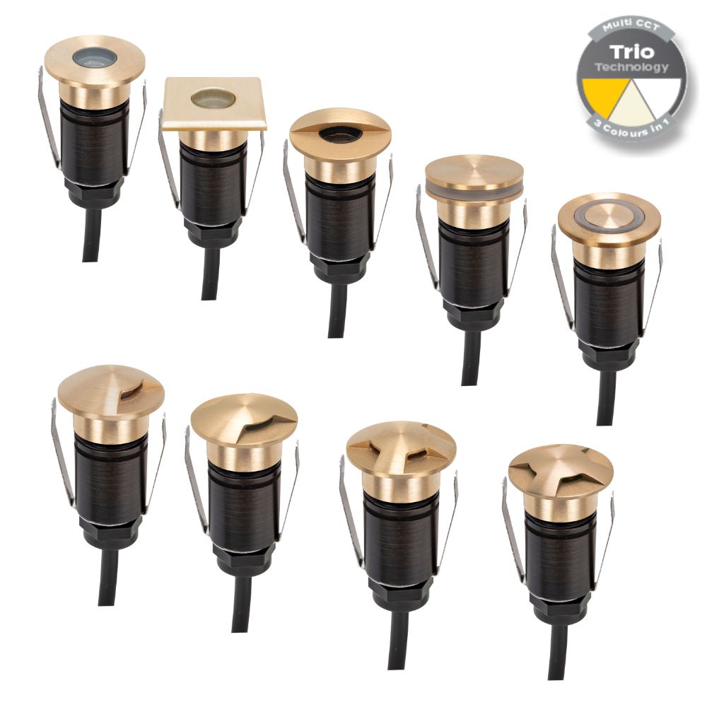 Domus EMIT-25-TRIO-BRS LED Inground Light - 1W, 12/24V DC, Tri-Colour, IP67, Recessed, 25mm, Brass - DRIVER REQUIRED-Domus Lighting-Ozlighting.com.au