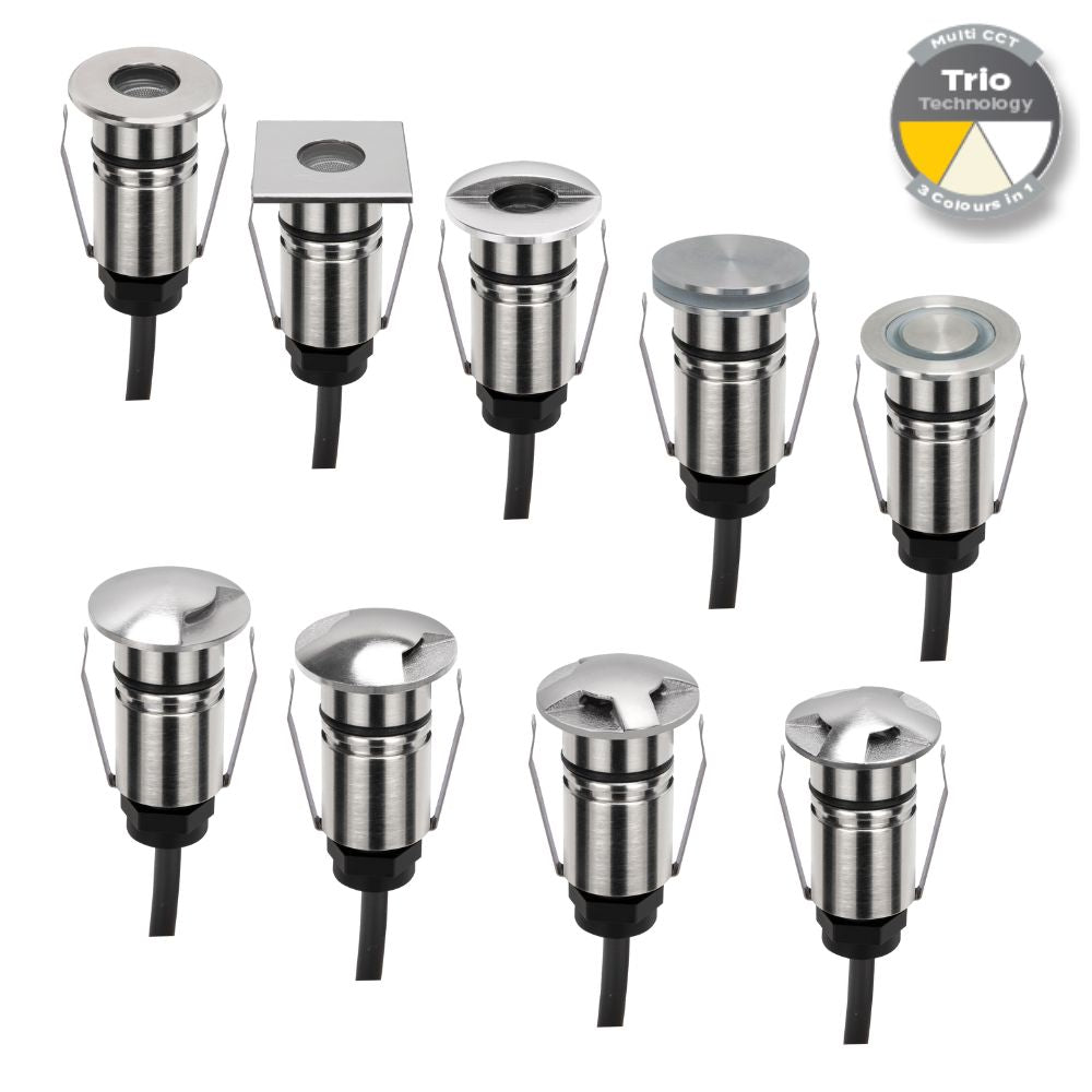 Domus EMIT-25-TRIO-STS LED Inground Light - 1W, 12/24V DC, 25mm, Tri-Colour, IP67, Recessed, Stainless Steel - DRIVER REQUIRED-Domus Lighting-Ozlighting.com.au
