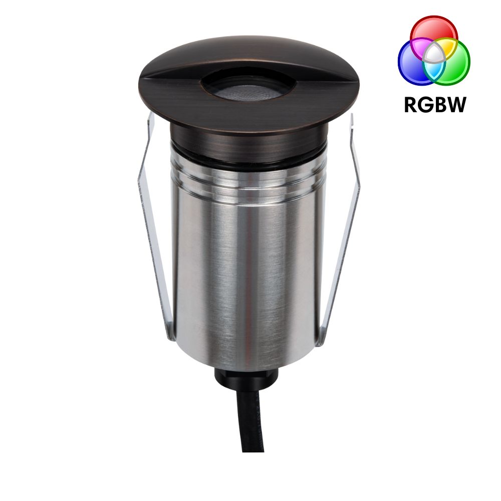 Domus EMIT-55-RGBW-AB LED Inground Light - 2.5W, 24V DC, RGBW, IP67, Recessed, 55mm, Antique Brass - DRIVER REQUIRED-Domus Lighting-Ozlighting.com.au