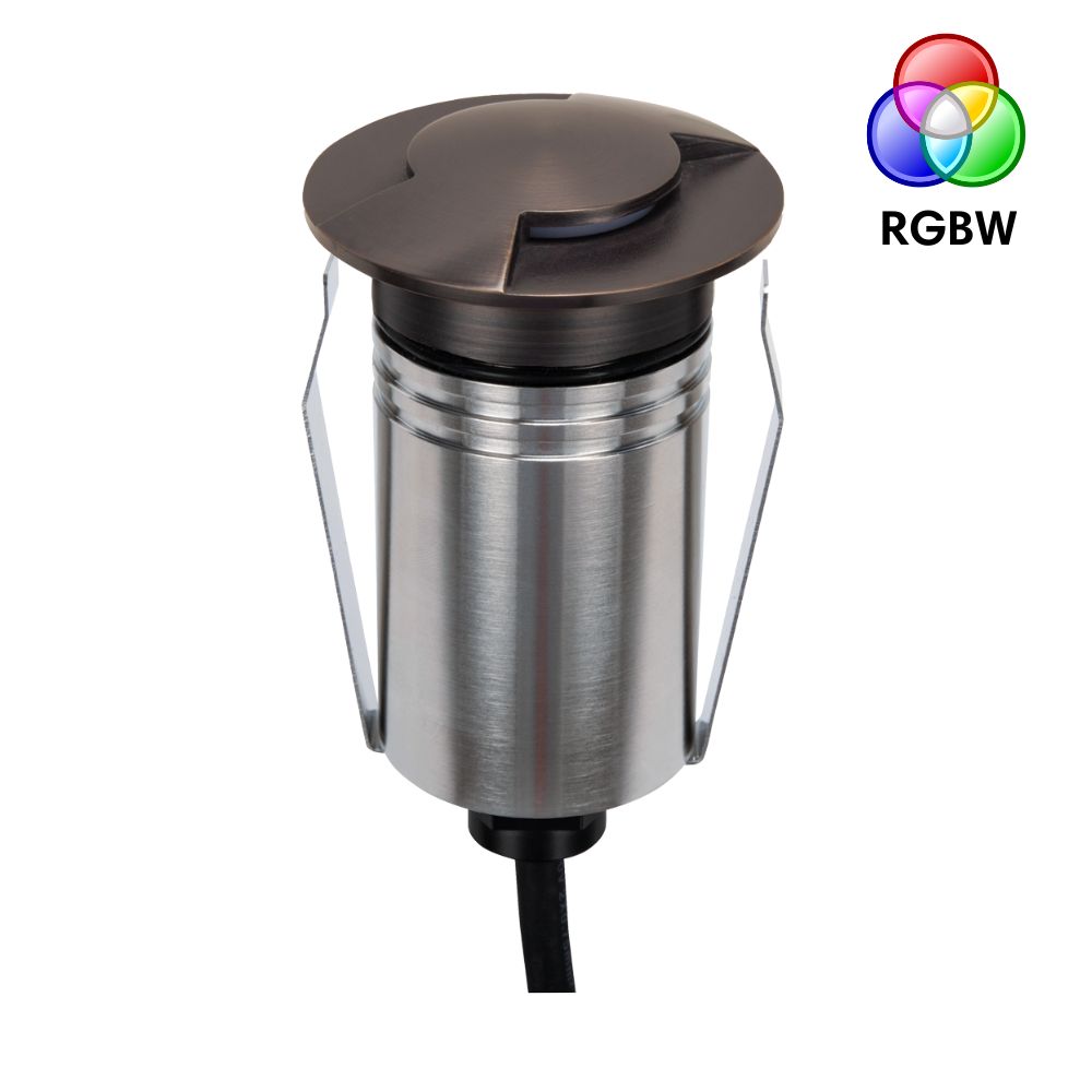 Domus EMIT-55-RGBW-AB LED Inground Light - 2.5W, 24V DC, RGBW, IP67, Recessed, 55mm, Antique Brass - DRIVER REQUIRED-Domus Lighting-Ozlighting.com.au