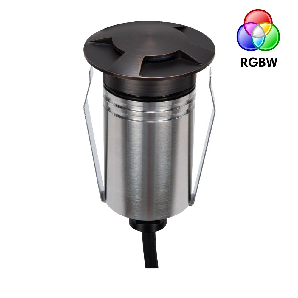 Domus EMIT-55-RGBW-AB LED Inground Light - 2.5W, 24V DC, RGBW, IP67, Recessed, 55mm, Antique Brass - DRIVER REQUIRED-Domus Lighting-Ozlighting.com.au
