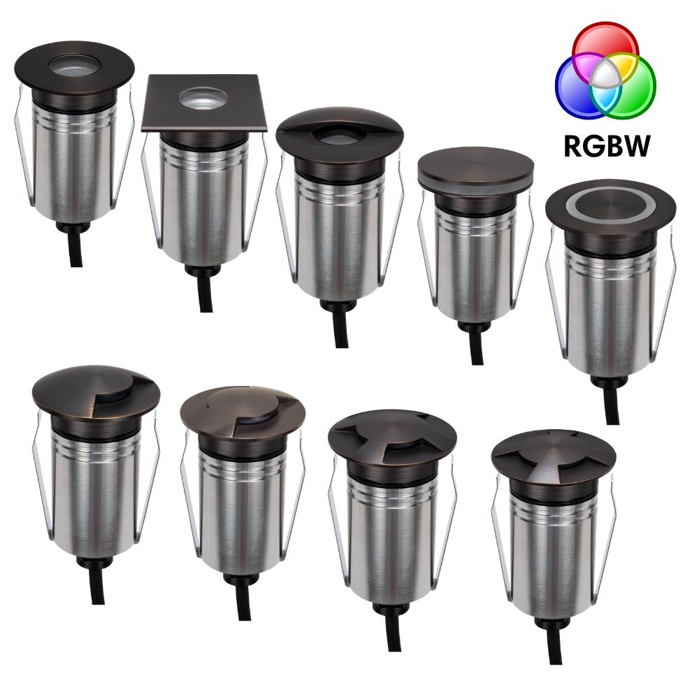 Domus EMIT-55-RGBW-AB LED Inground Light - 2.5W, 24V DC, RGBW, IP67, Recessed, 55mm, Antique Brass - DRIVER REQUIRED-Domus Lighting-Ozlighting.com.au
