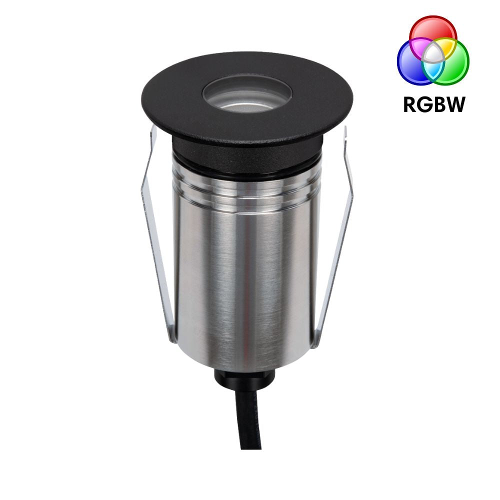 Domus EMIT-55-RGBW-BLK LED Inground Light - 2.5W, 24V DC, RGBW, IP67, Recessed, 55mm, Black - DRIVER REQUIRED-Domus Lighting-Ozlighting.com.au
