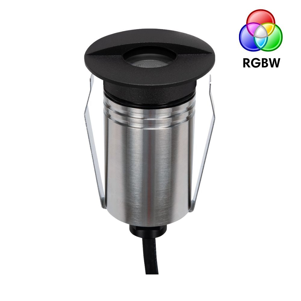 Domus EMIT-55-RGBW-BLK LED Inground Light - 2.5W, 24V DC, RGBW, IP67, Recessed, 55mm, Black - DRIVER REQUIRED-Domus Lighting-Ozlighting.com.au