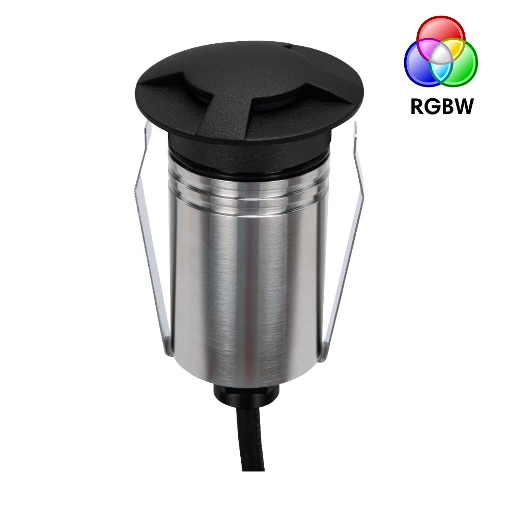 Domus EMIT-55-RGBW-BLK LED Inground Light - 2.5W, 24V DC, RGBW, IP67, Recessed, 55mm, Black - DRIVER REQUIRED-Domus Lighting-Ozlighting.com.au