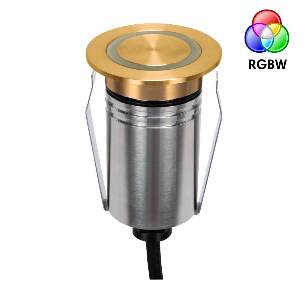 Domus EMIT-55-RGBW-BRS LED Inground Light - 2.5W, 24V DC, RGBW, IP67, Recessed, 55mm, Brass - DRIVER REQUIRED-Domus Lighting-Ozlighting.com.au