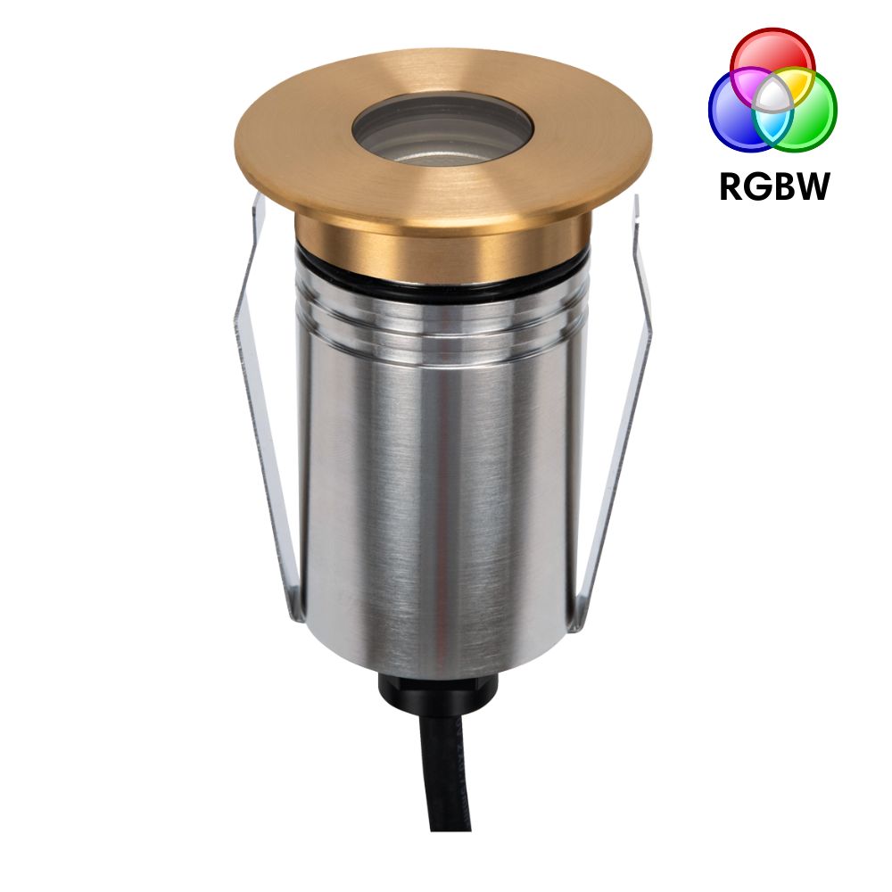 Domus EMIT-55-RGBW-BRS LED Inground Light - 2.5W, 24V DC, RGBW, IP67, Recessed, 55mm, Brass - DRIVER REQUIRED-Domus Lighting-Ozlighting.com.au