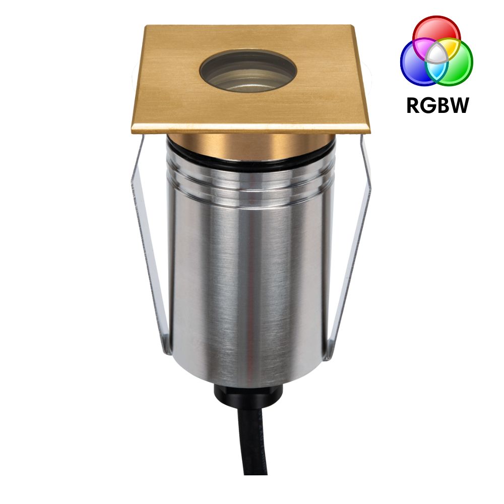 Domus EMIT-55-RGBW-BRS LED Inground Light - 2.5W, 24V DC, RGBW, IP67, Recessed, 55mm, Brass - DRIVER REQUIRED-Domus Lighting-Ozlighting.com.au