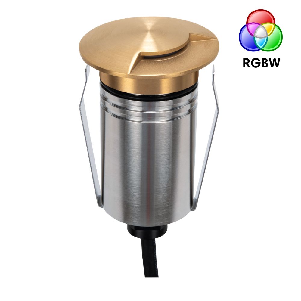 Domus EMIT-55-RGBW-BRS LED Inground Light - 2.5W, 24V DC, RGBW, IP67, Recessed, 55mm, Brass - DRIVER REQUIRED-Domus Lighting-Ozlighting.com.au