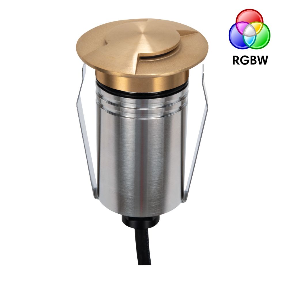 Domus EMIT-55-RGBW-BRS LED Inground Light - 2.5W, 24V DC, RGBW, IP67, Recessed, 55mm, Brass - DRIVER REQUIRED-Domus Lighting-Ozlighting.com.au