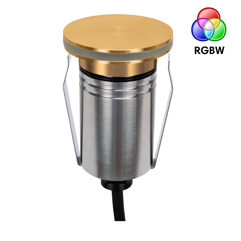 Domus EMIT-55-RGBW-BRS LED Inground Light - 2.5W, 24V DC, RGBW, IP67, Recessed, 55mm, Brass - DRIVER REQUIRED-Domus Lighting-Ozlighting.com.au