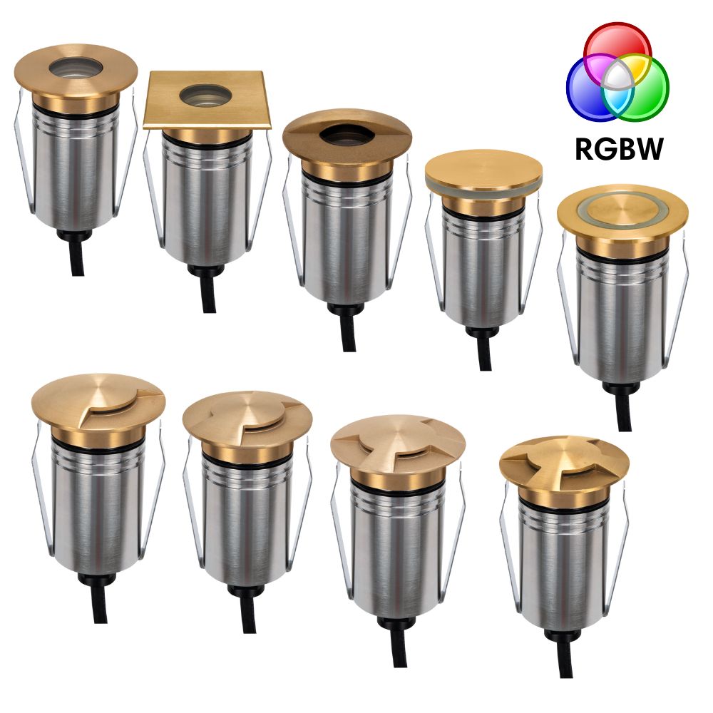 Domus EMIT-55-RGBW-BRS LED Inground Light - 2.5W, 24V DC, RGBW, IP67, Recessed, 55mm, Brass - DRIVER REQUIRED-Domus Lighting-Ozlighting.com.au