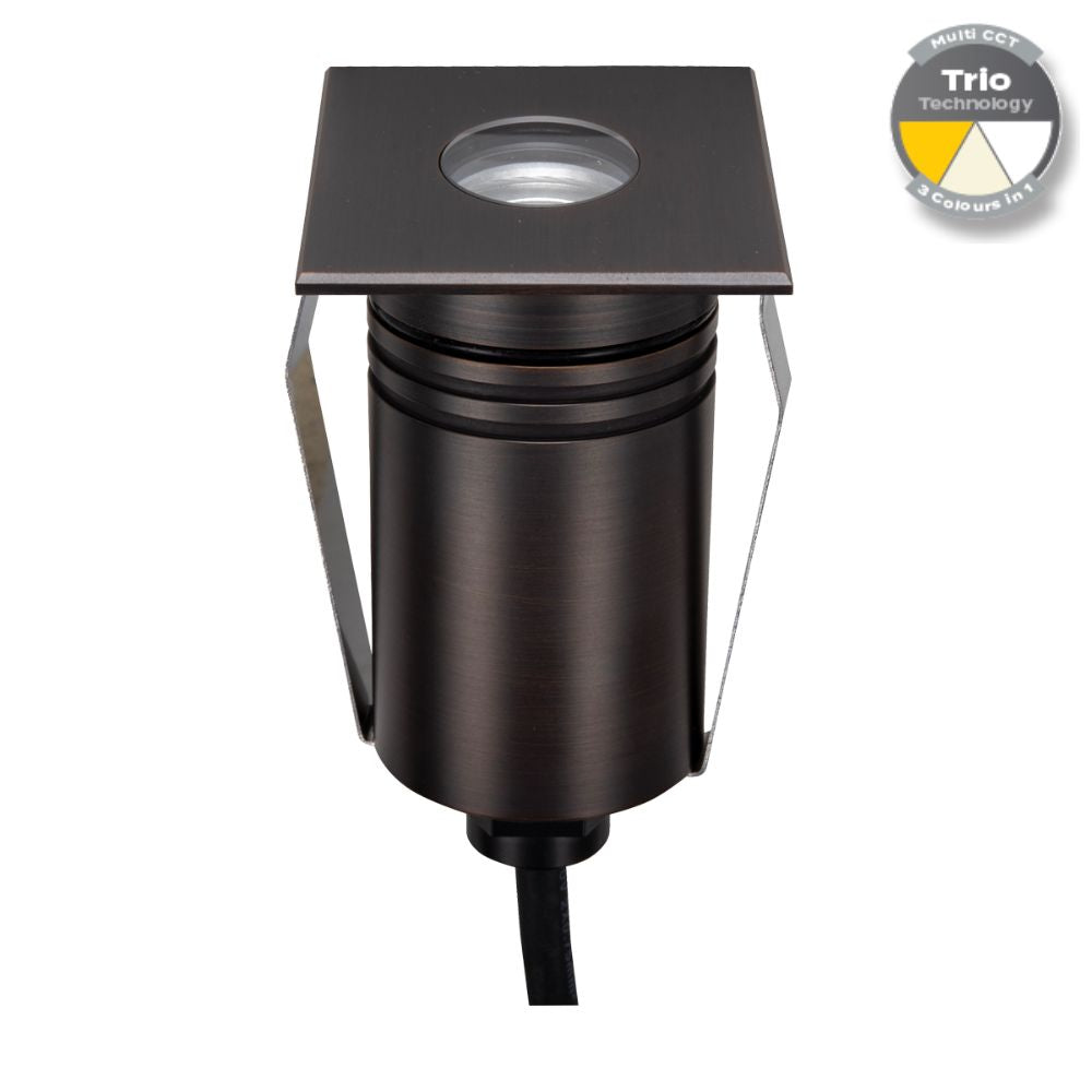 Domus EMIT-55-TRIO-AB LED Inground Light - 2.5W, 12/24V DC, Tri-Colour, IP67, Recessed, 55mm, Antique Brass - DRIVER REQUIRED-Domus Lighting-Ozlighting.com.au