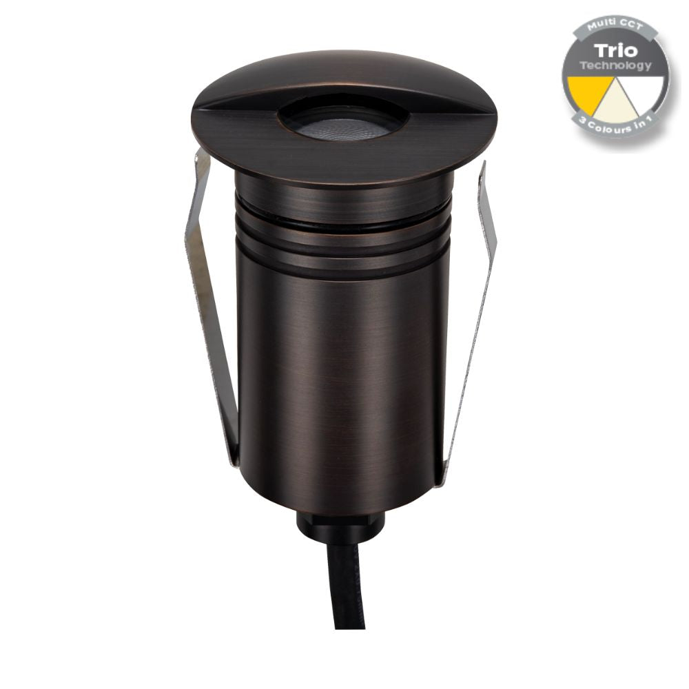 Domus EMIT-55-TRIO-AB LED Inground Light - 2.5W, 12/24V DC, Tri-Colour, IP67, Recessed, 55mm, Antique Brass - DRIVER REQUIRED-Domus Lighting-Ozlighting.com.au