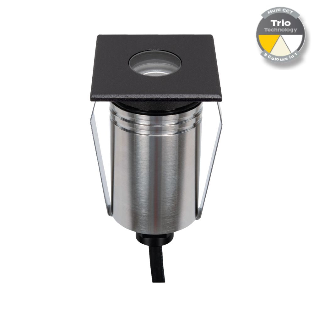 Domus EMIT-55-TRIO-BLK LED Inground Light - 2.5W, 12/24V DC, Tri-Colour, IP67, Recessed, 55mm, Black - DRIVER REQUIRED-Domus Lighting-Ozlighting.com.au