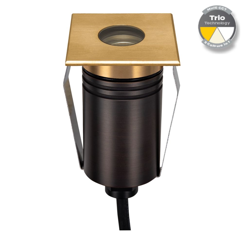 Domus EMIT-55-TRIO-BRS LED Inground Light - 2.5W, 12/24V DC, Tri-Colour, IP67, Recessed, 55mm, Brass - DRIVER REQUIRED-Domus Lighting-Ozlighting.com.au