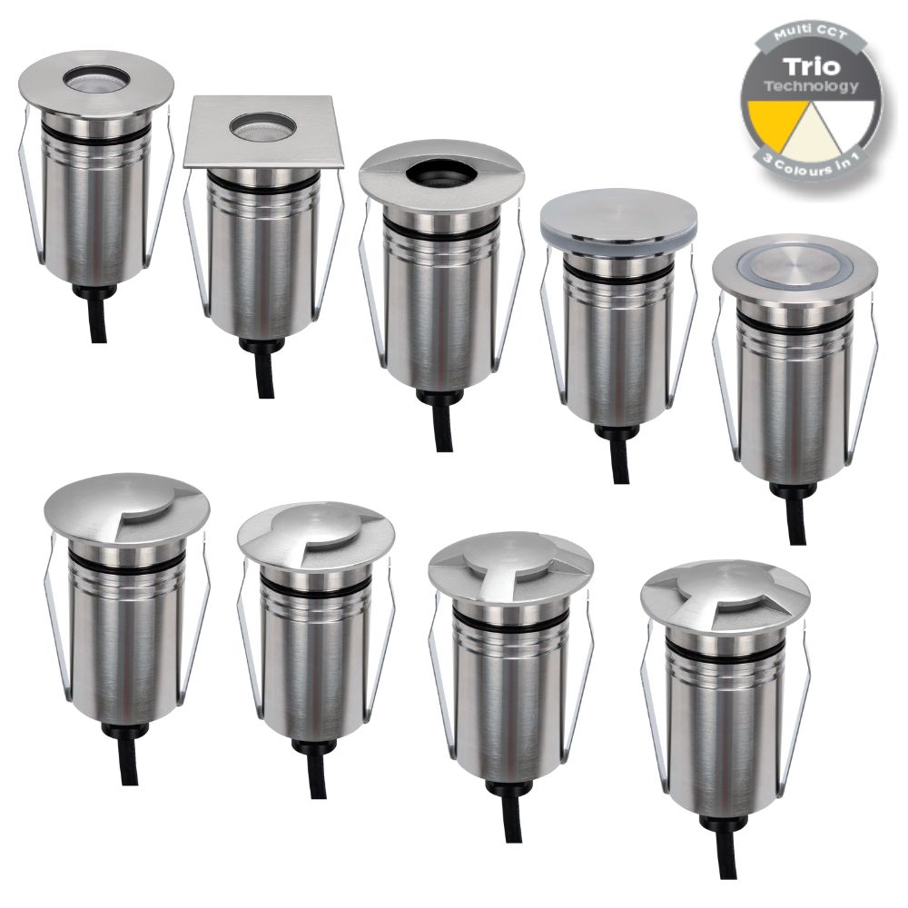 Domus EMIT-55-TRIO-STS LED Inground Light - 2.5W, 12/24V DC, 55mm, Tri-Colour, IP67, Recessed, Stainless Steel - DRIVER REQUIRED-Domus Lighting-Ozlighting.com.au