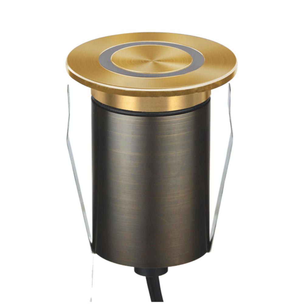Domus EMIT-85-TRIO-BRS- 6W LED 24V DC Tri-Colour Recessed Inground Light IP67 Brushed Brass - DRIVER REQUIRED-Domus Lighting-Ozlighting.com.au
