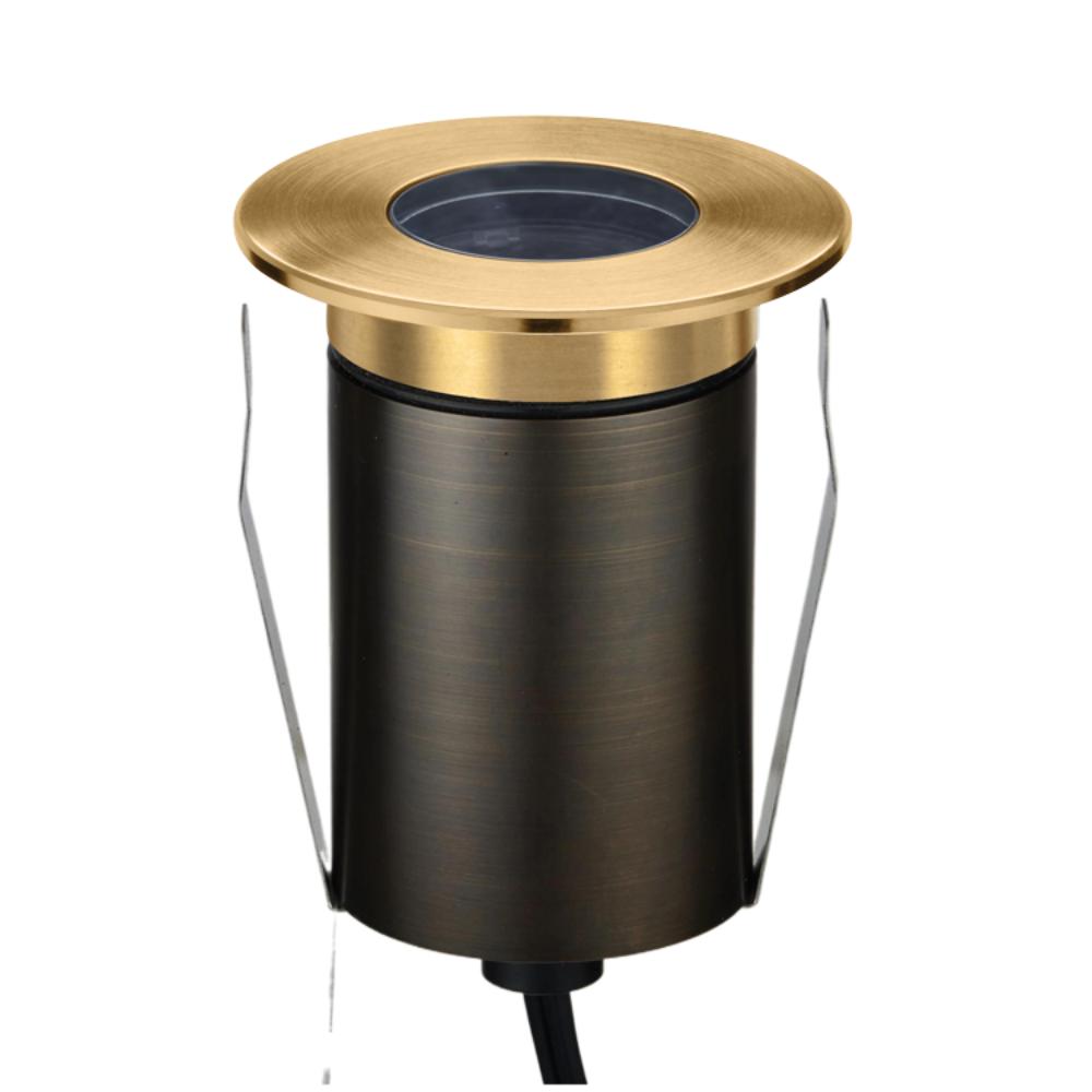 Domus EMIT-85-TRIO-BRS- 6W LED 24V DC Tri-Colour Recessed Inground Light IP67 Brushed Brass - DRIVER REQUIRED-Domus Lighting-Ozlighting.com.au